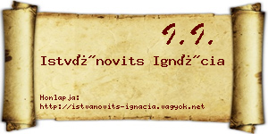 Istvánovits Ignácia névjegykártya